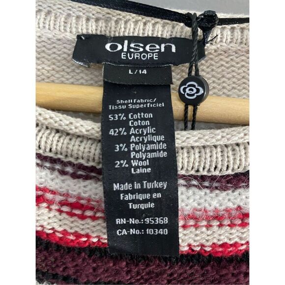 Large size 14, Olsen Europe, cotton & wool blend striped sweater. - Picture 3 of 6